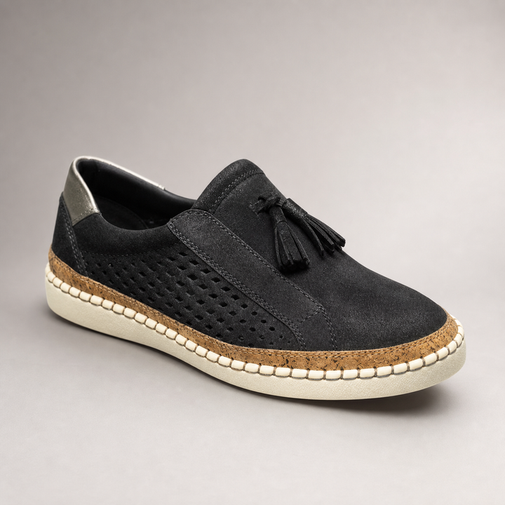 Marvelle | Women's Slip-On Sneakers Perforated Tassel - Red - Image 3