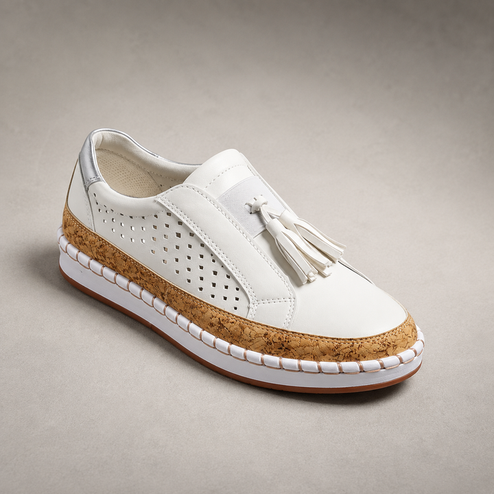 Marvelle | Women's Slip-On Sneakers Perforated Tassel - Red - Image 5