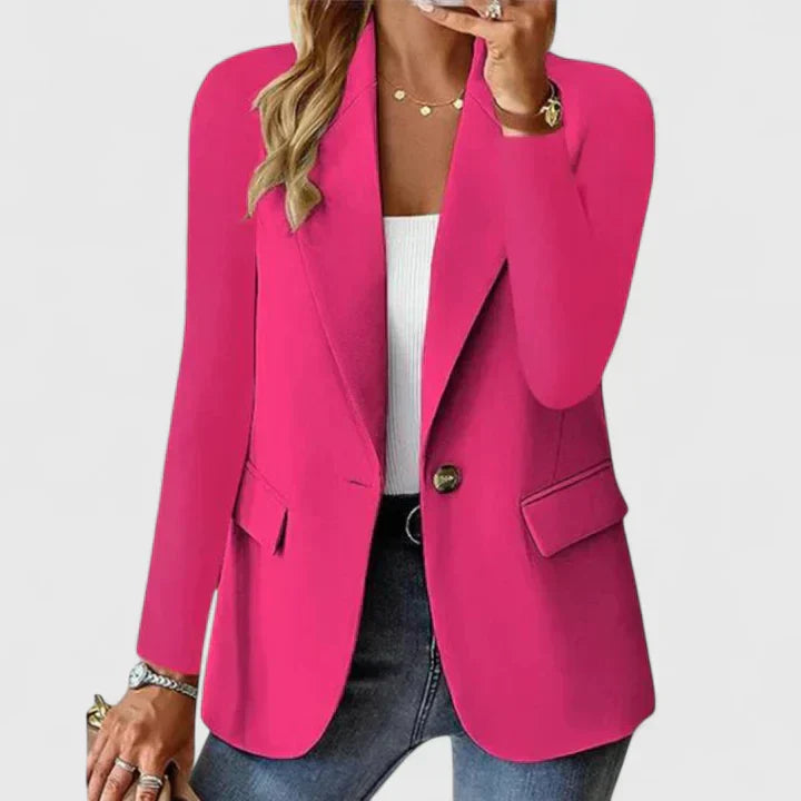 Maxine | Women's Fitted Single Button Blazer - Pink - Image 1
