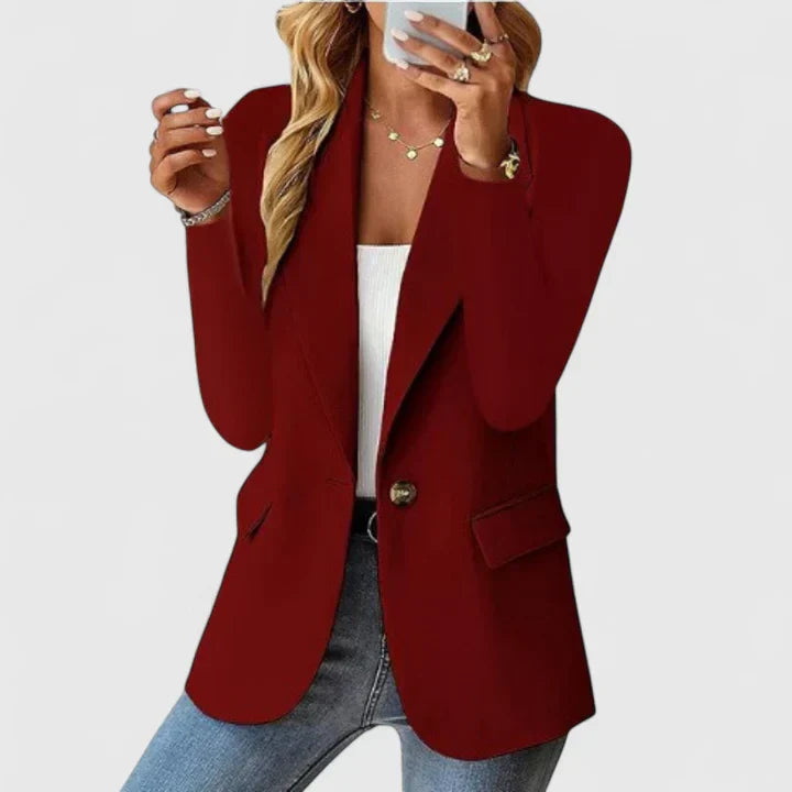 Maxine | Women's Fitted Single Button Blazer - Pink - Image 8
