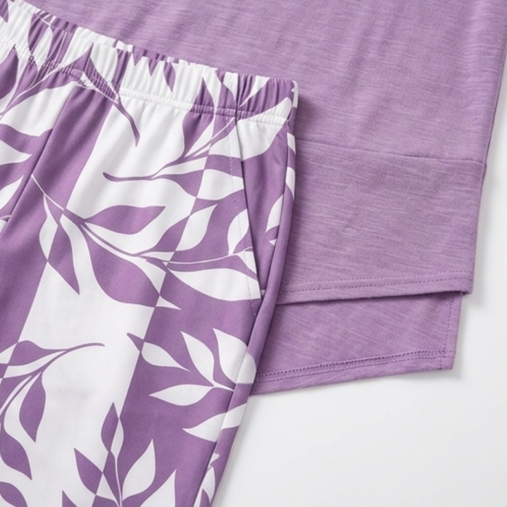 Merewyn | Women's Two-Piece Tunic and Wide Leg Pants Set - Lilac - Image 14