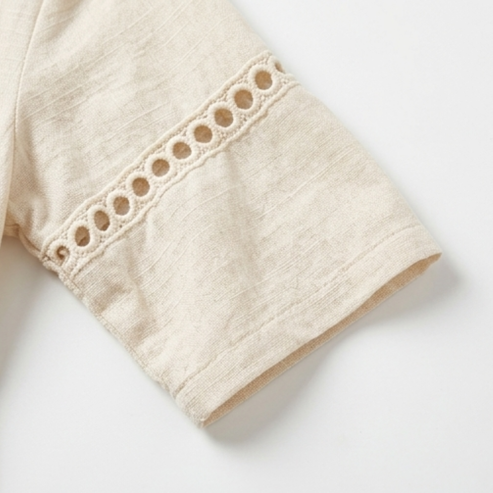 Meridian | Women's Crochet Trim Midi Dress - Cream - Image 8