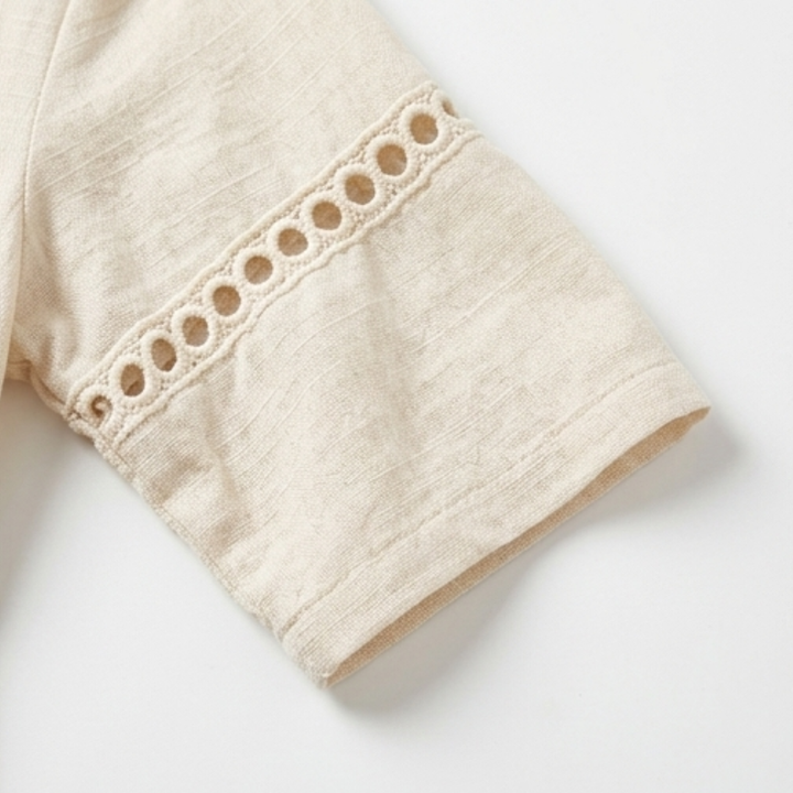 Meridian | Women's Crochet Trim Midi Dress - Cream - Image 8
