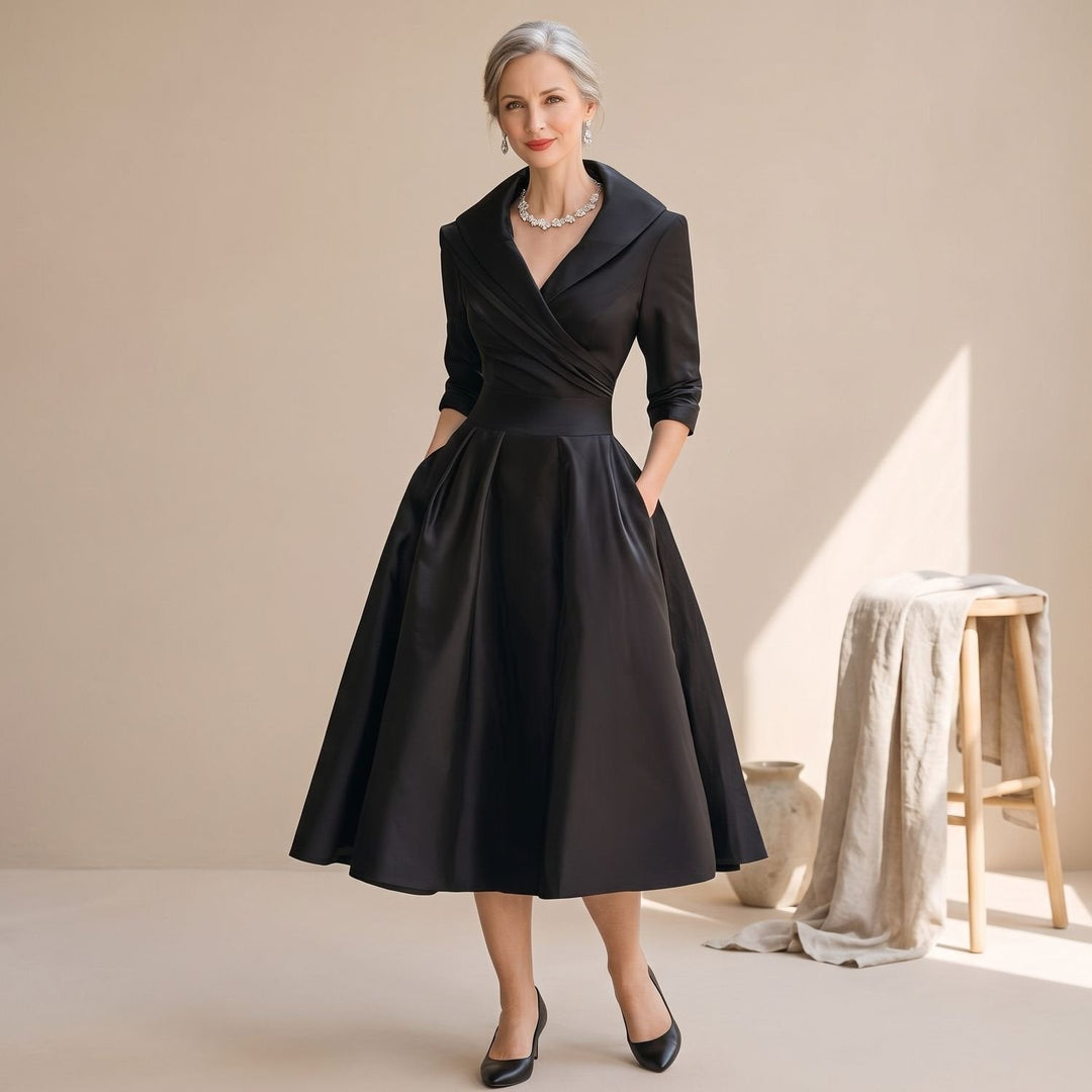 Merindah | Women's Flared Midi Dress with Pockets - Image 1