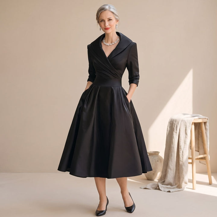 Merindah | Women's Flared Midi Dress with Pockets - Image 1
