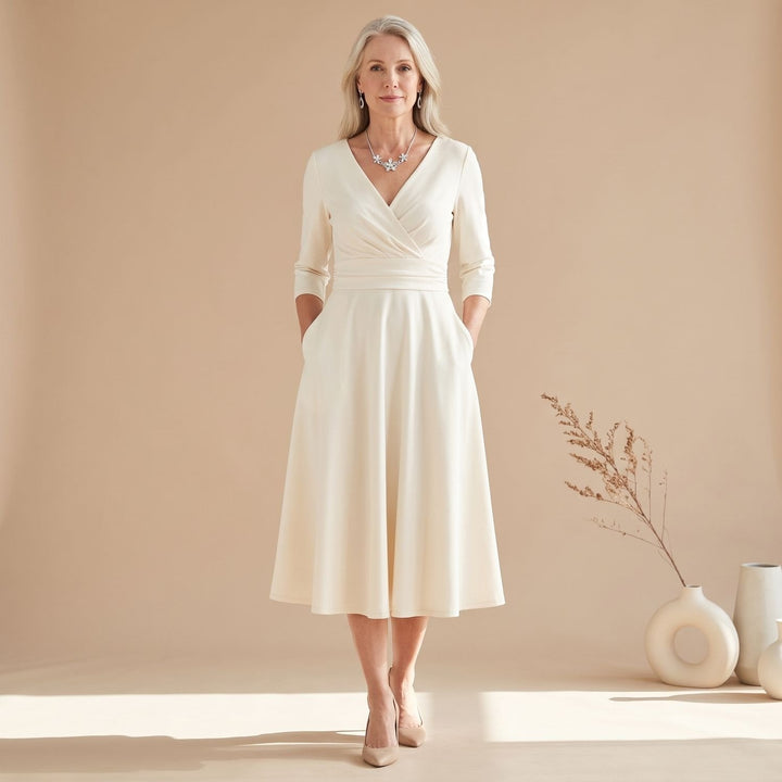 Merindah | Women's Flared Midi Dress with Pockets - Image 5