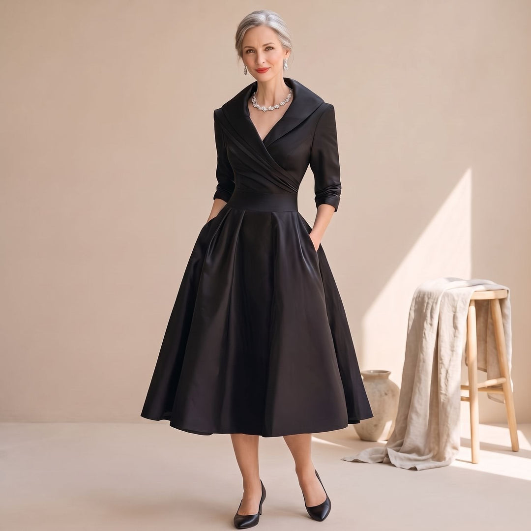 Merindah | Women's Flared Midi Dress with Pockets - Image 7
