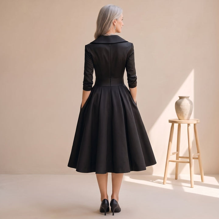 Merindah | Women's Flared Midi Dress with Pockets - Image 8
