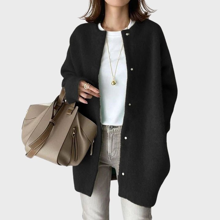 Minerva | Women's Button Up Long Cardigan - Beige - Image 2