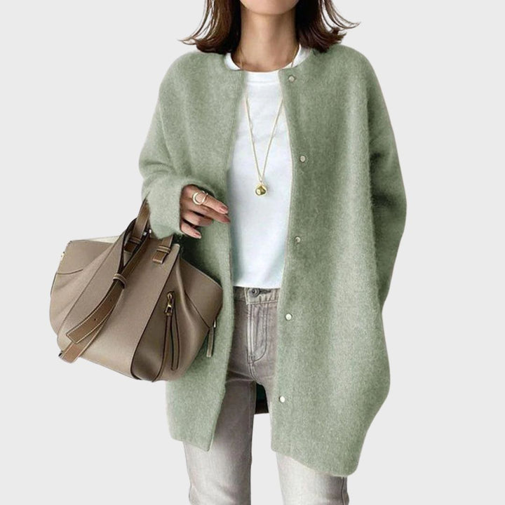 Minerva | Women's Button Up Long Cardigan - Beige - Image 7