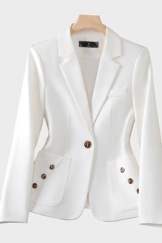 Minerva | Women's Double Breasted White Blazer - White - Image 1
