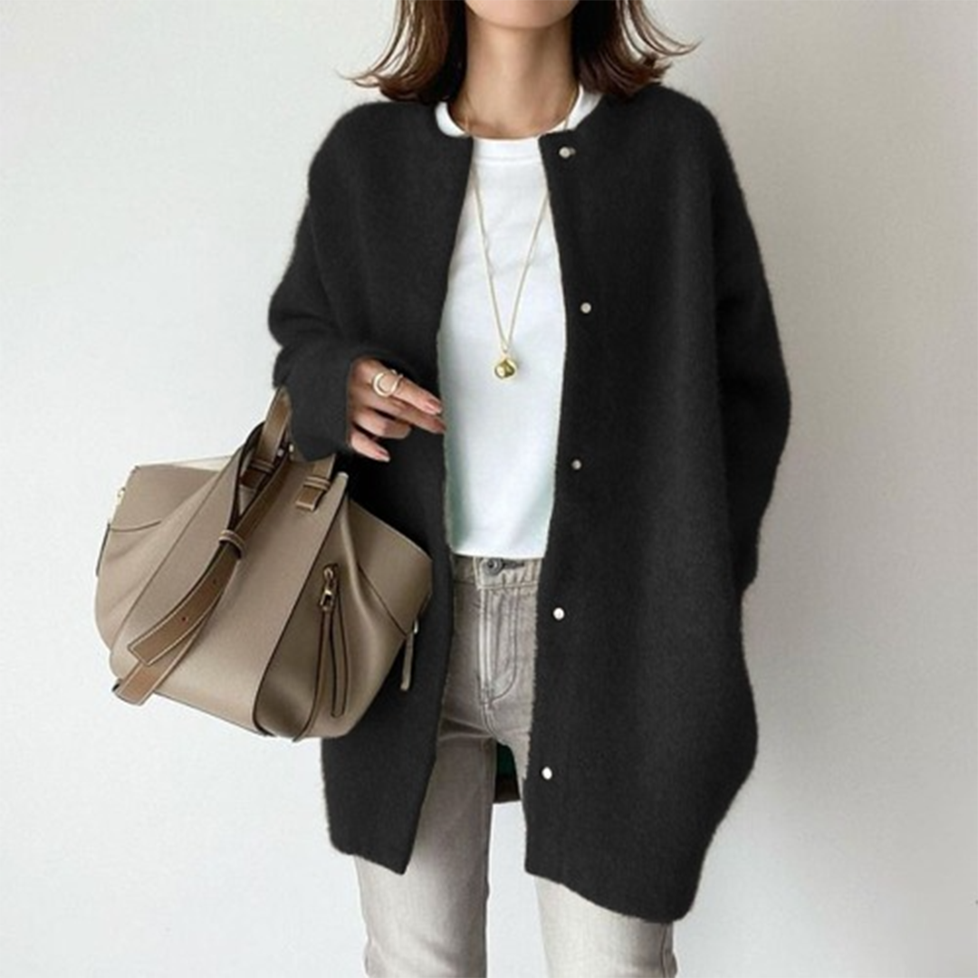 Mirabelle | Women's Oversized Open Front Cardigan - Beige - Image 3
