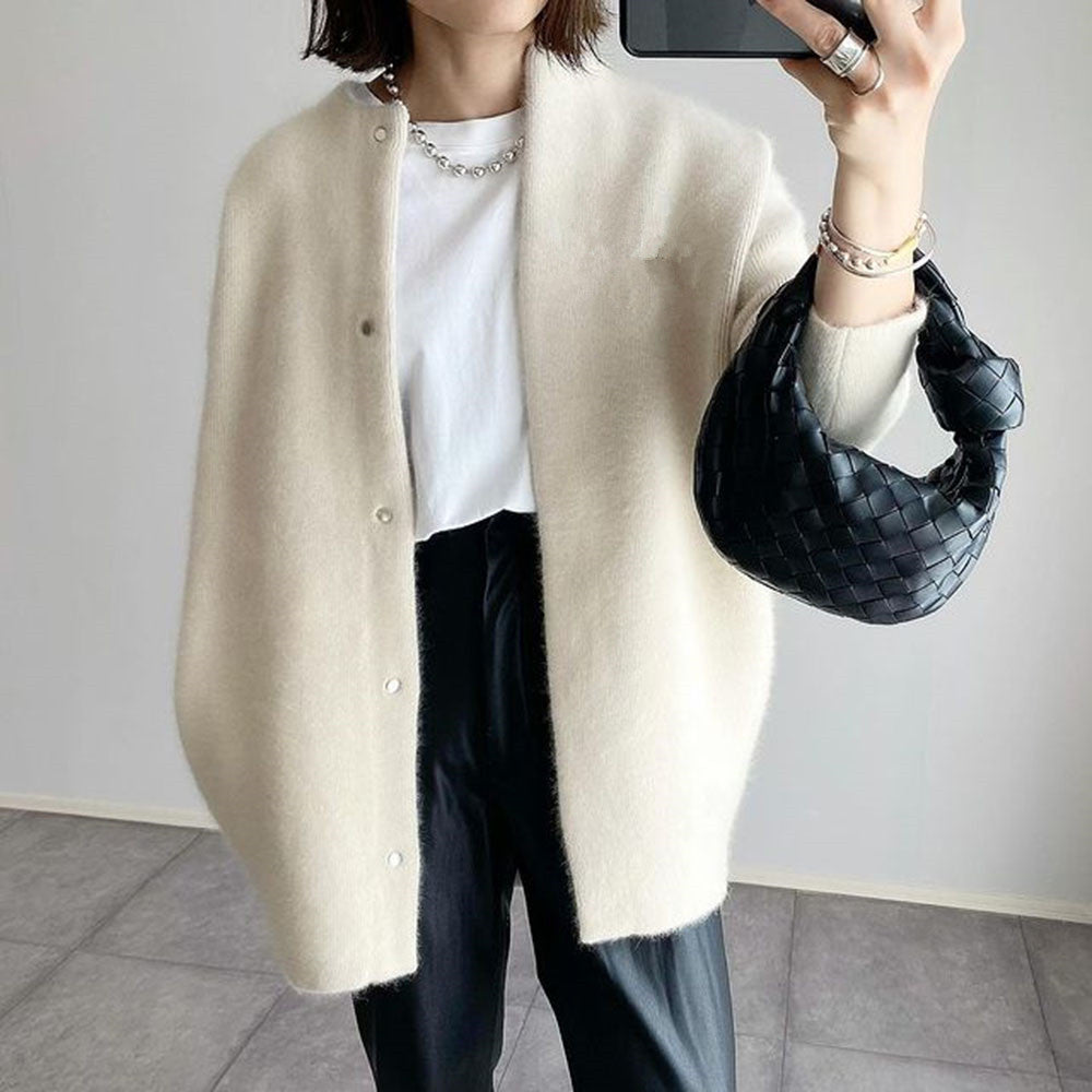Mirabelle | Women's Oversized Open Front Cardigan - Beige - Image 4