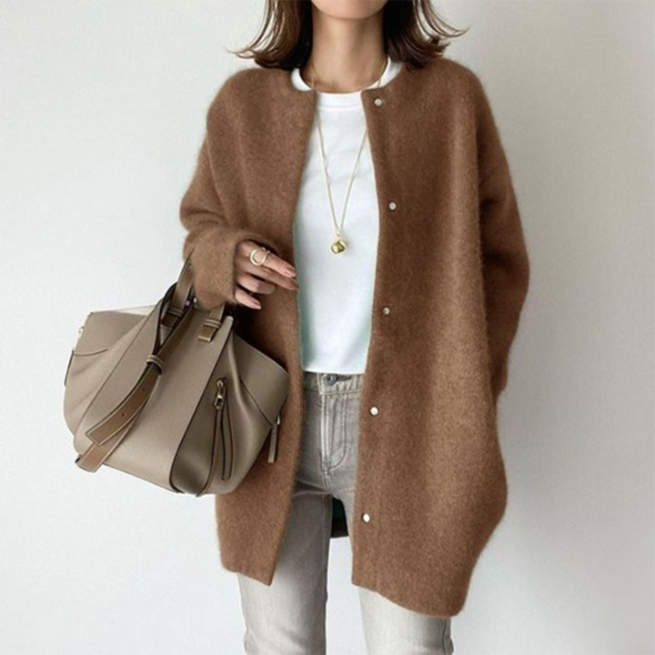 Mirabelle | Women's Oversized Open Front Cardigan - Beige - Image 5