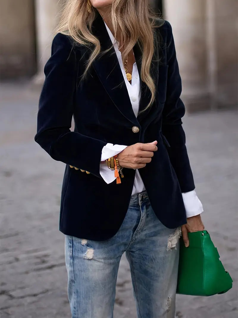 Miranda | Women's Single Breasted Navy Blazer - Navy - Image 1