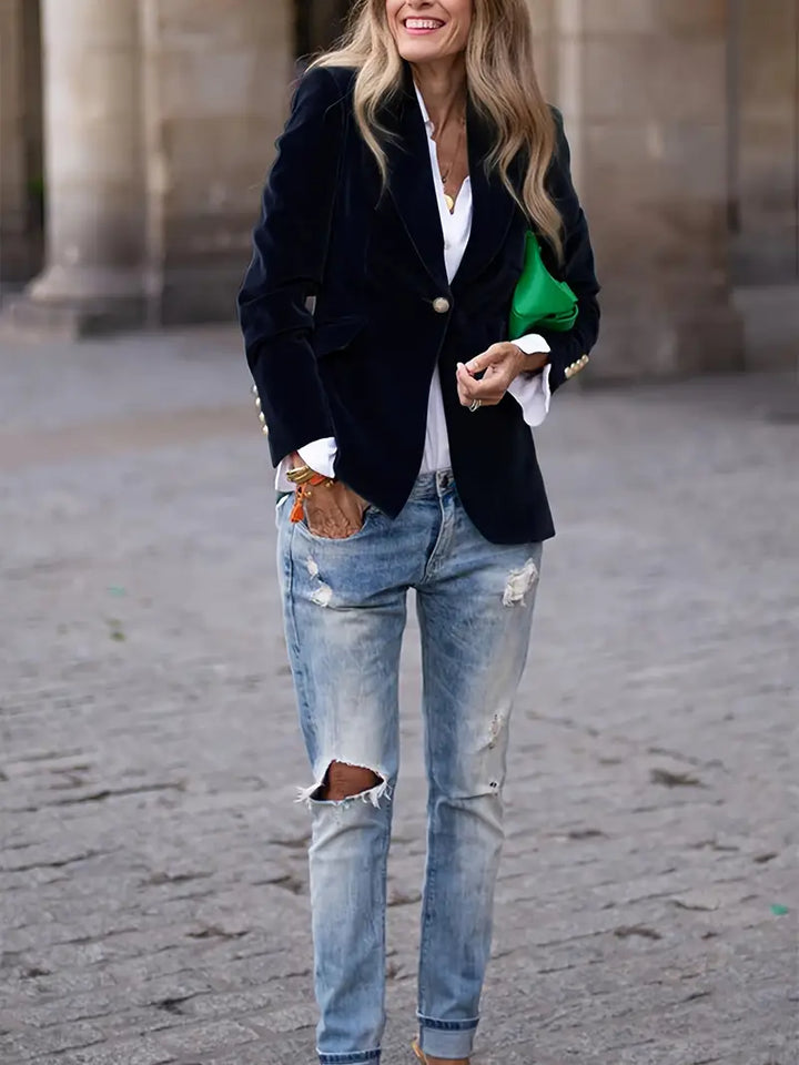 Miranda | Women's Single Breasted Navy Blazer - Navy - Image 6