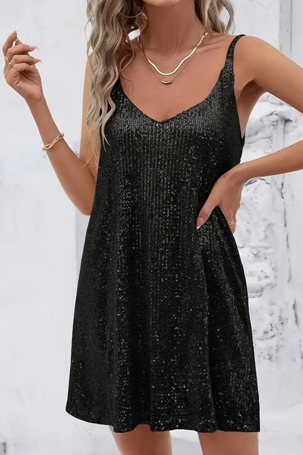 Miravelle | Women's Sequin Party Dress Mini - Champagne - Image 11