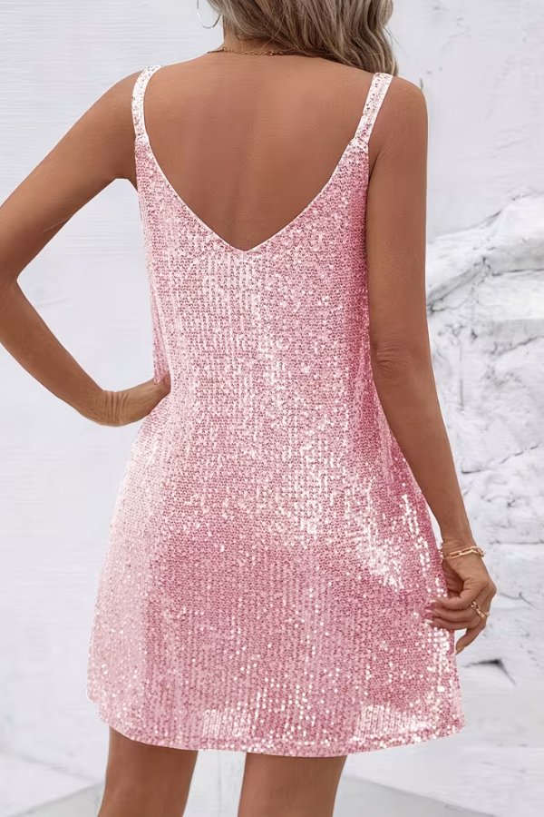 Miravelle | Women's Sequin Party Dress Mini - Champagne - Image 4