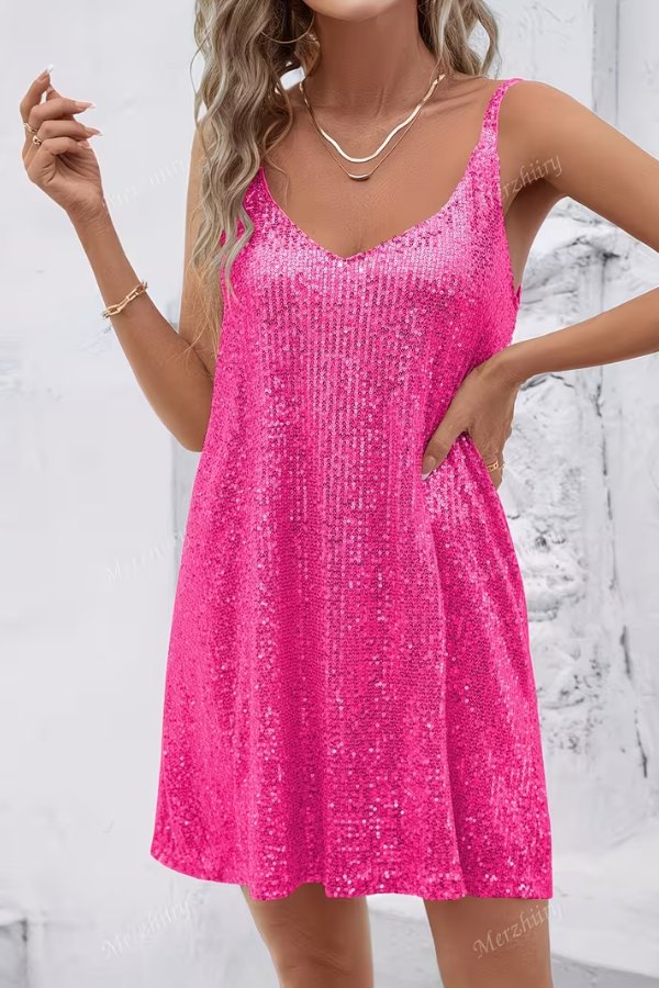 Miravelle | Women's Sequin Party Dress Mini - Champagne - Image 9