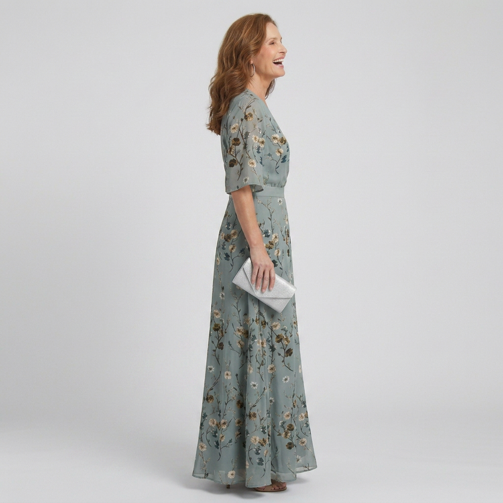 Mireille | Women's Floral Wrap Maxi Dress - Sage - Image 2