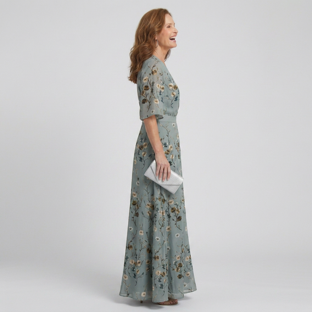 Mireille | Women's Floral Wrap Maxi Dress - Sage - Image 2