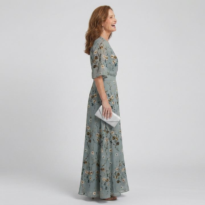 Mireille | Women's Floral Wrap Maxi Dress - Sage - Image 2