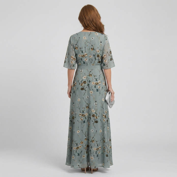 Mireille | Women's Floral Wrap Maxi Dress - Sage - Image 3