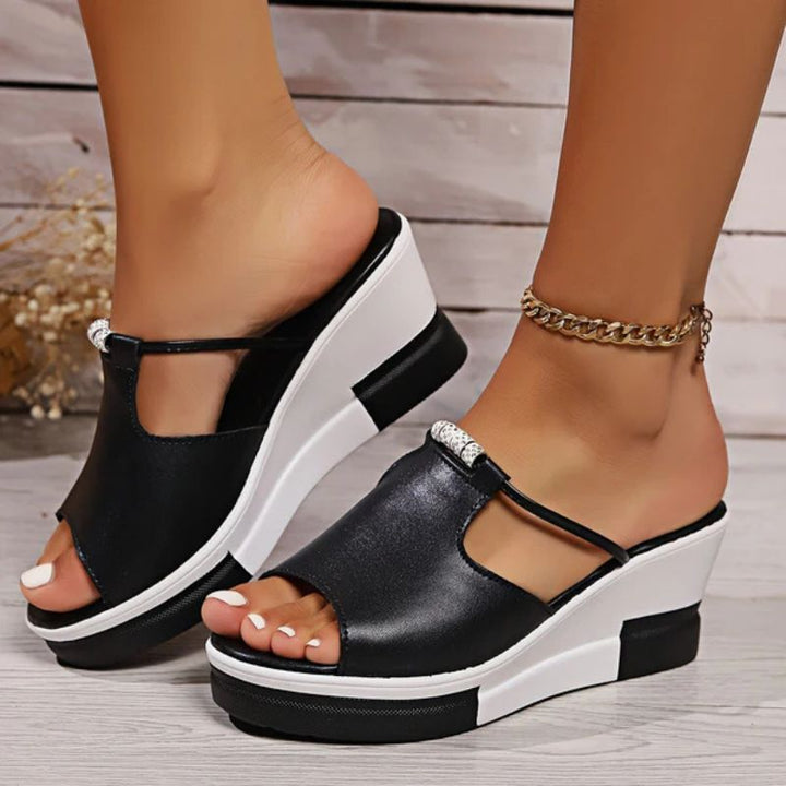 Morgana | Women's Platform Comfort Sandals - Black - Image 1