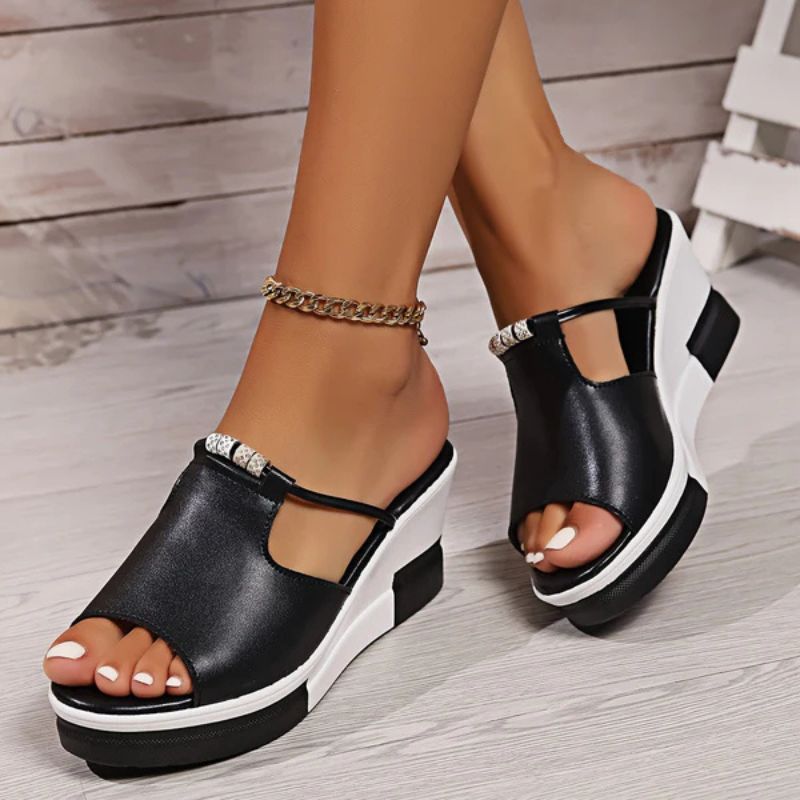 Morgana | Women's Platform Comfort Sandals - Black - Image 3