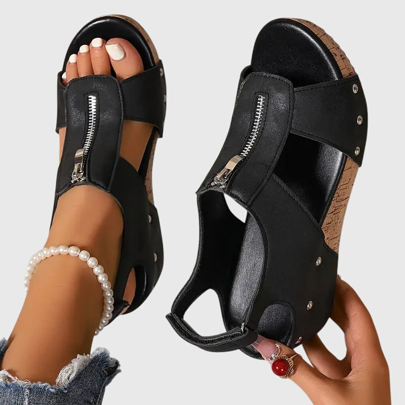 Nadine | Women's Arch Support Orthopedic Sandals - Black - Image 1