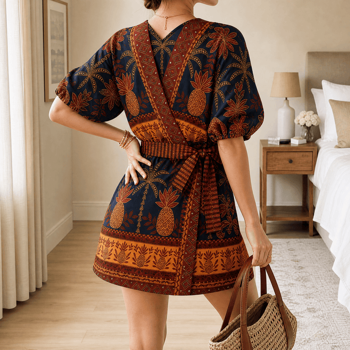 Navine | Women's Shell Print Wrap Romper - White - Image 11