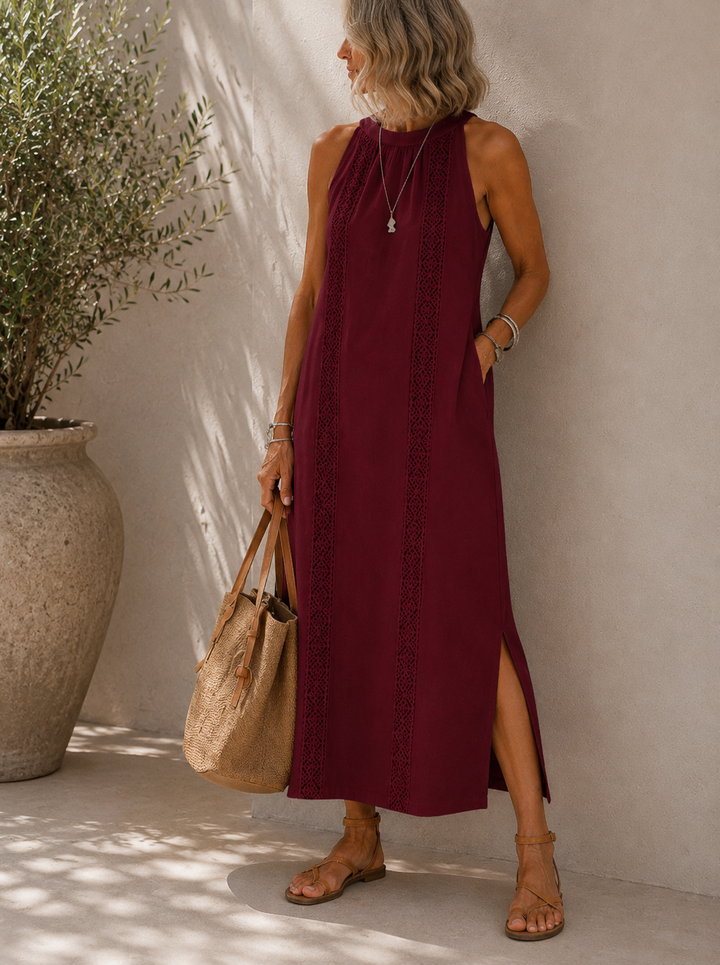 Nelvara | Women's Summer Maxi Dress with Lace Trim - Image 4
