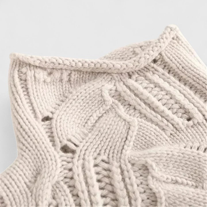 Nerida | Women's Cable Knit Mock Neck Jumper - Light Blue - Image 4