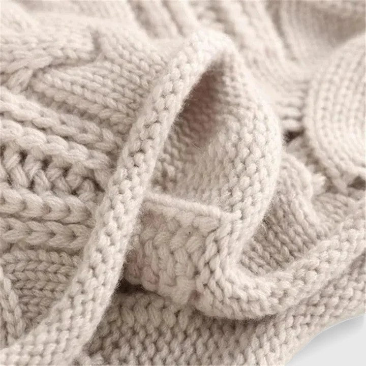 Nerida | Women's Cable Knit Mock Neck Jumper - Light Blue - Image 5