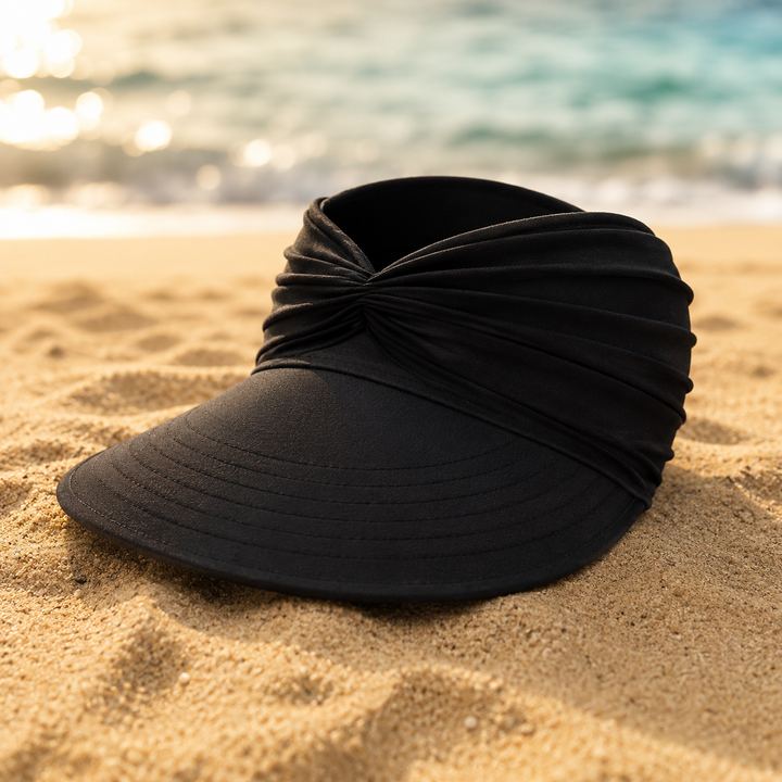 Nerys | Women's UPF 50+ Wide Brim Sun Visor Hat - Black - Image 2