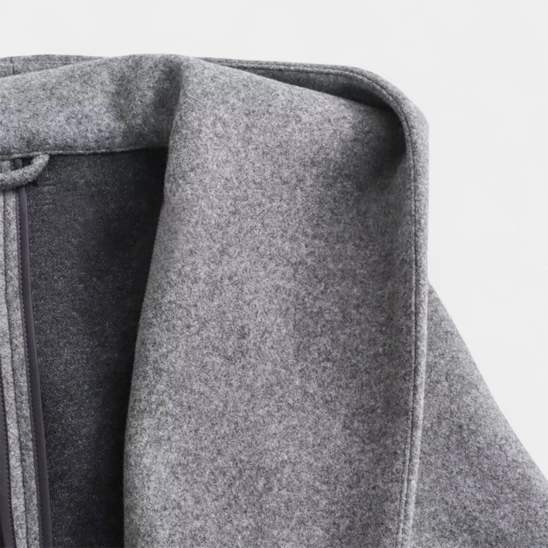Octavia | Women's Hooded Belted Wrap Coat - Black - Image 7