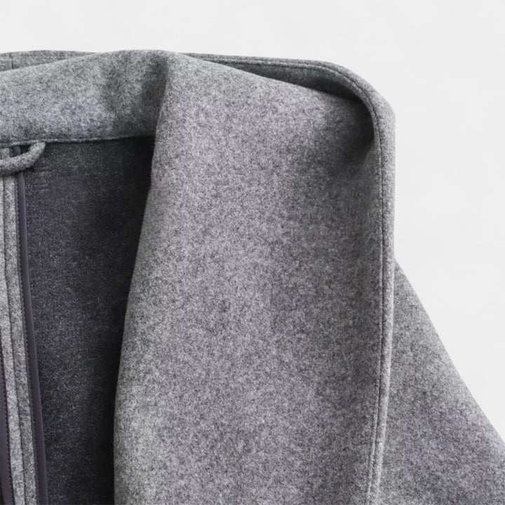 Octavia | Women's Hooded Belted Wrap Coat - Black - Image 7