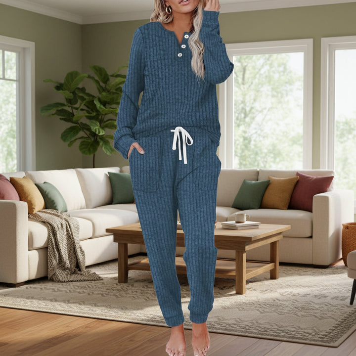 Octavia | Women's Ribbed Loungewear Set - Black - Image 13