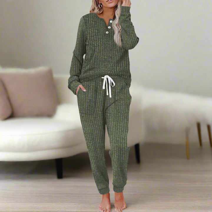 Octavia | Women's Ribbed Loungewear Set - Black - Image 8