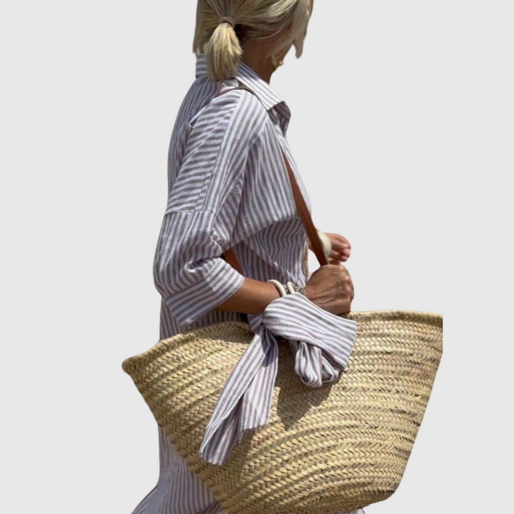 Odelle | Women's Striped Button-Down Midi Shirt Dress - Striped - Image 3