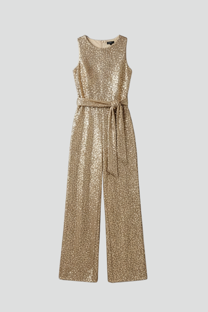 Odessa | Women's Sequin Sleeveless Jumpsuit - Gold - Image 1