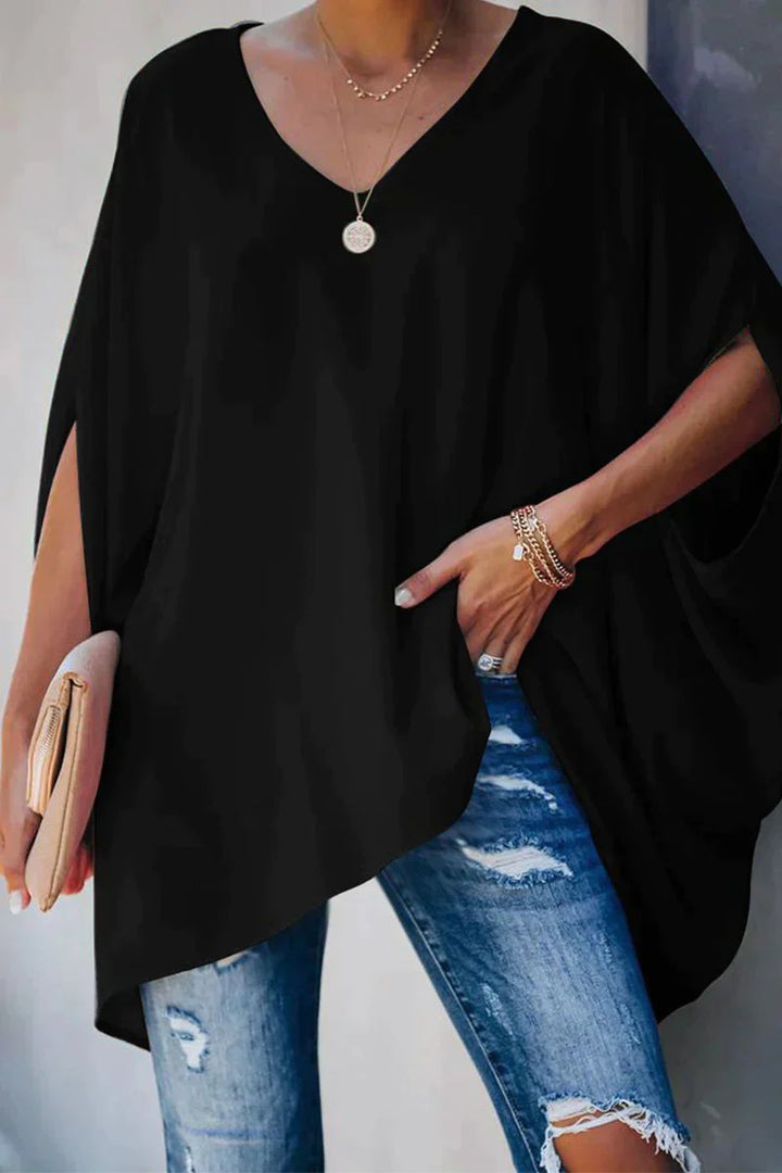 Odette | Women's Batwing Sleeve V-Neck Oversized Tunic - Hot Pink - Image 3