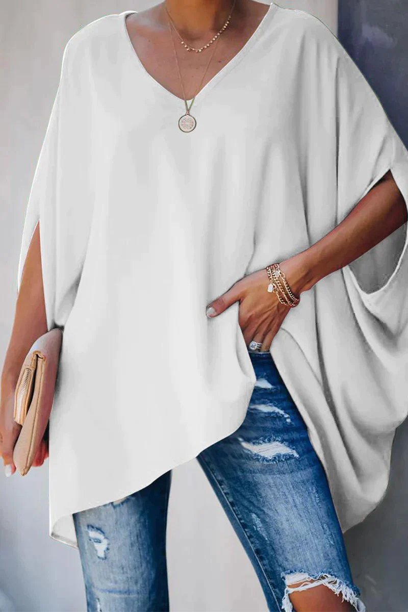 Odette | Women's Batwing Sleeve V-Neck Oversized Tunic - Hot Pink - Image 5