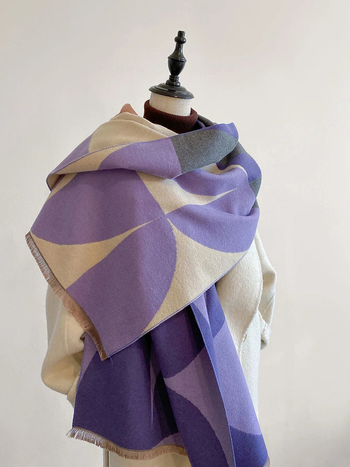 Odette | Women's Reversible Geometric Print Scarf - Purple - Image 1