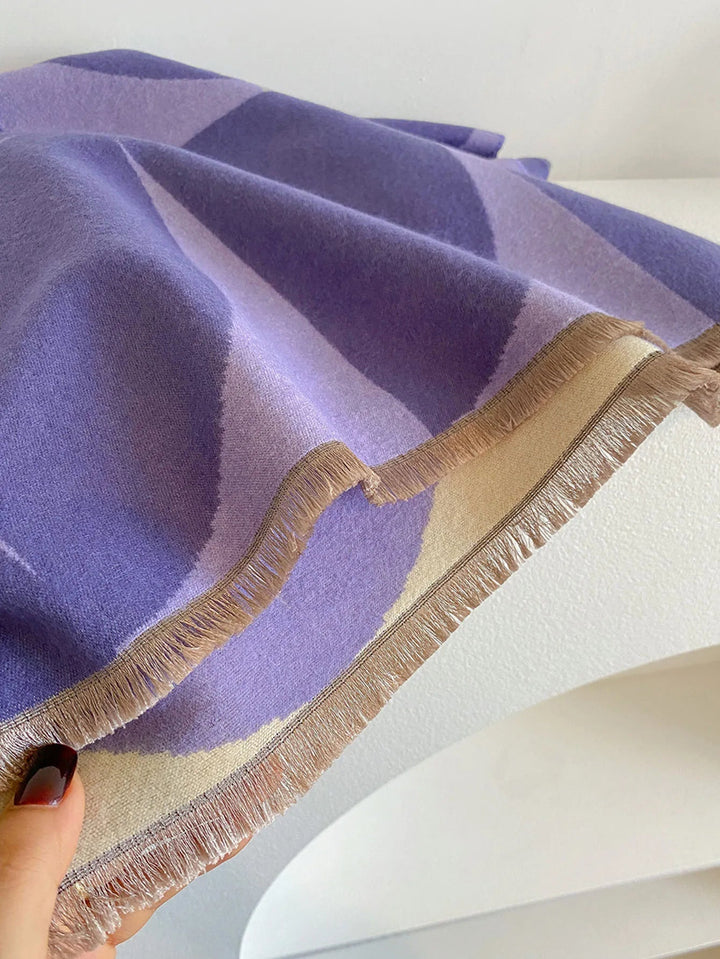 Odette | Women's Reversible Geometric Print Scarf - Purple - Image 11