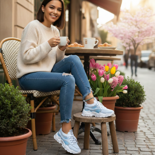 Ondine | Women's Breathable Mesh Walking Sneakers - Beige - Image 10
