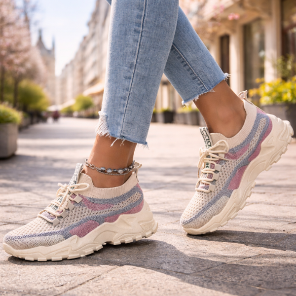 Ondine | Women's Breathable Mesh Walking Sneakers - Beige - Image 13