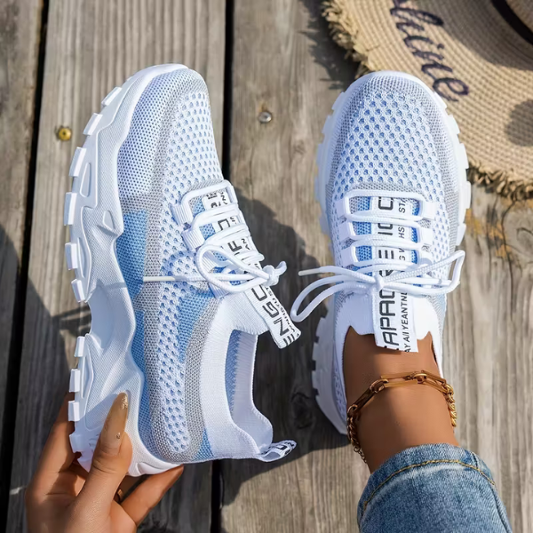 Ondine | Women's Breathable Mesh Walking Sneakers - Beige - Image 3
