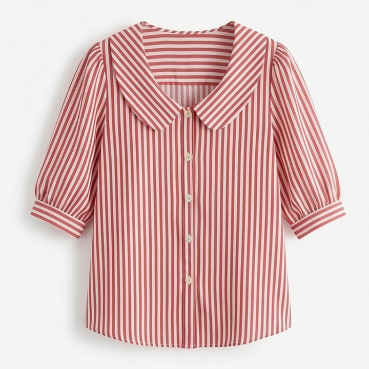 Opaline | Women's Striped Sailor Collar Blouse - Striped - Image 11