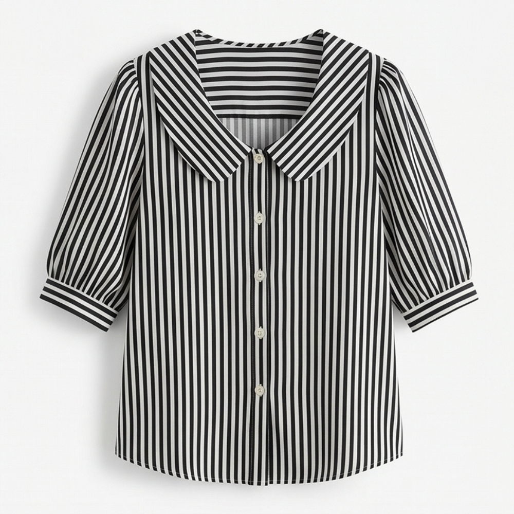 Opaline | Women's Striped Sailor Collar Blouse - Striped - Image 12